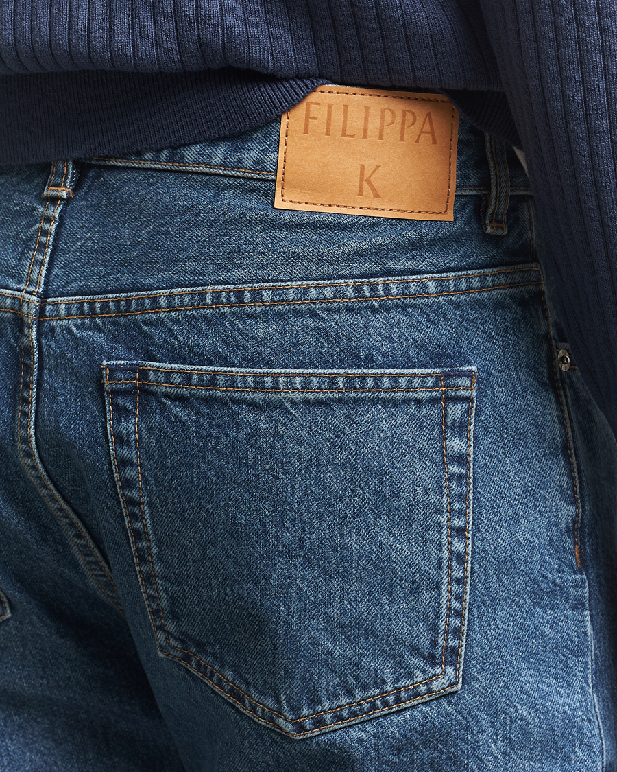 Heren | Broeken | Filippa K | Tapered Cropped Jeans Washed Mid Blue