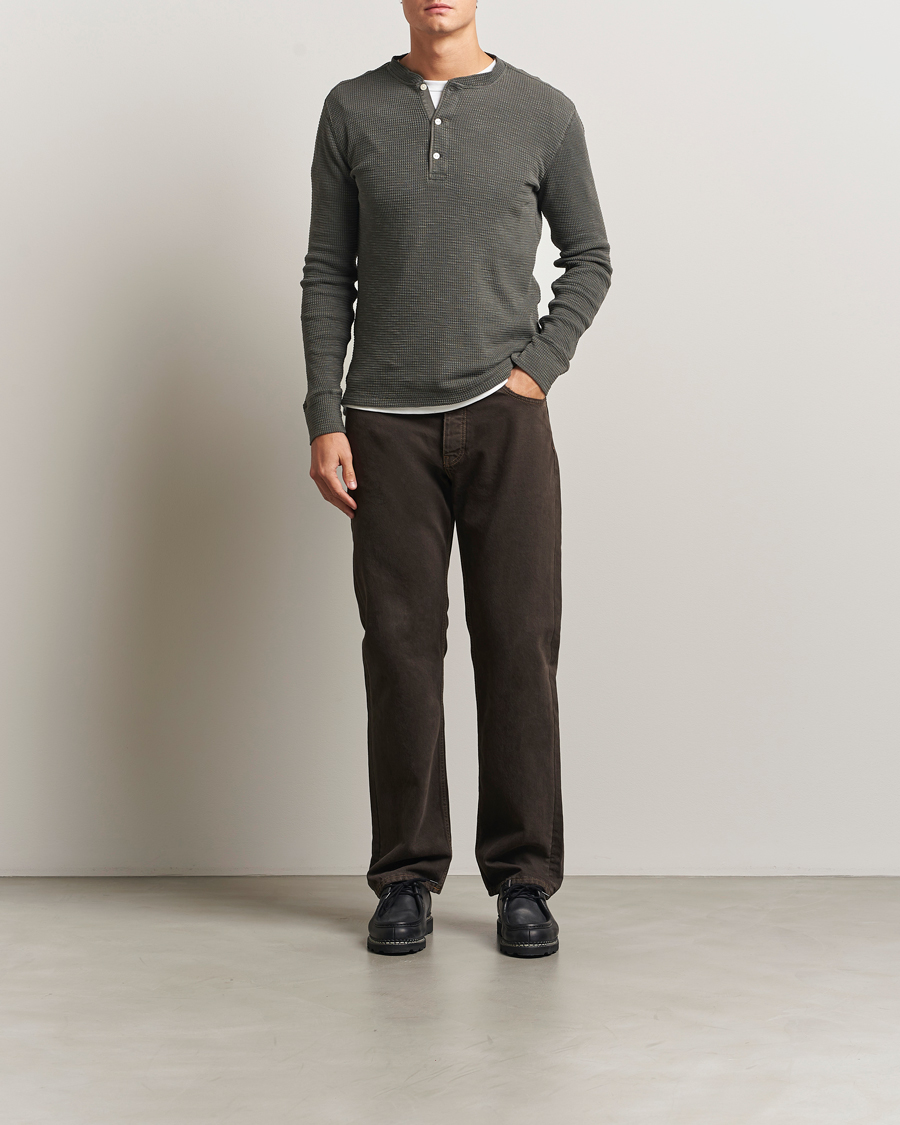 Heren | Truien | RRL | Long Sleeve Henley Faded Black