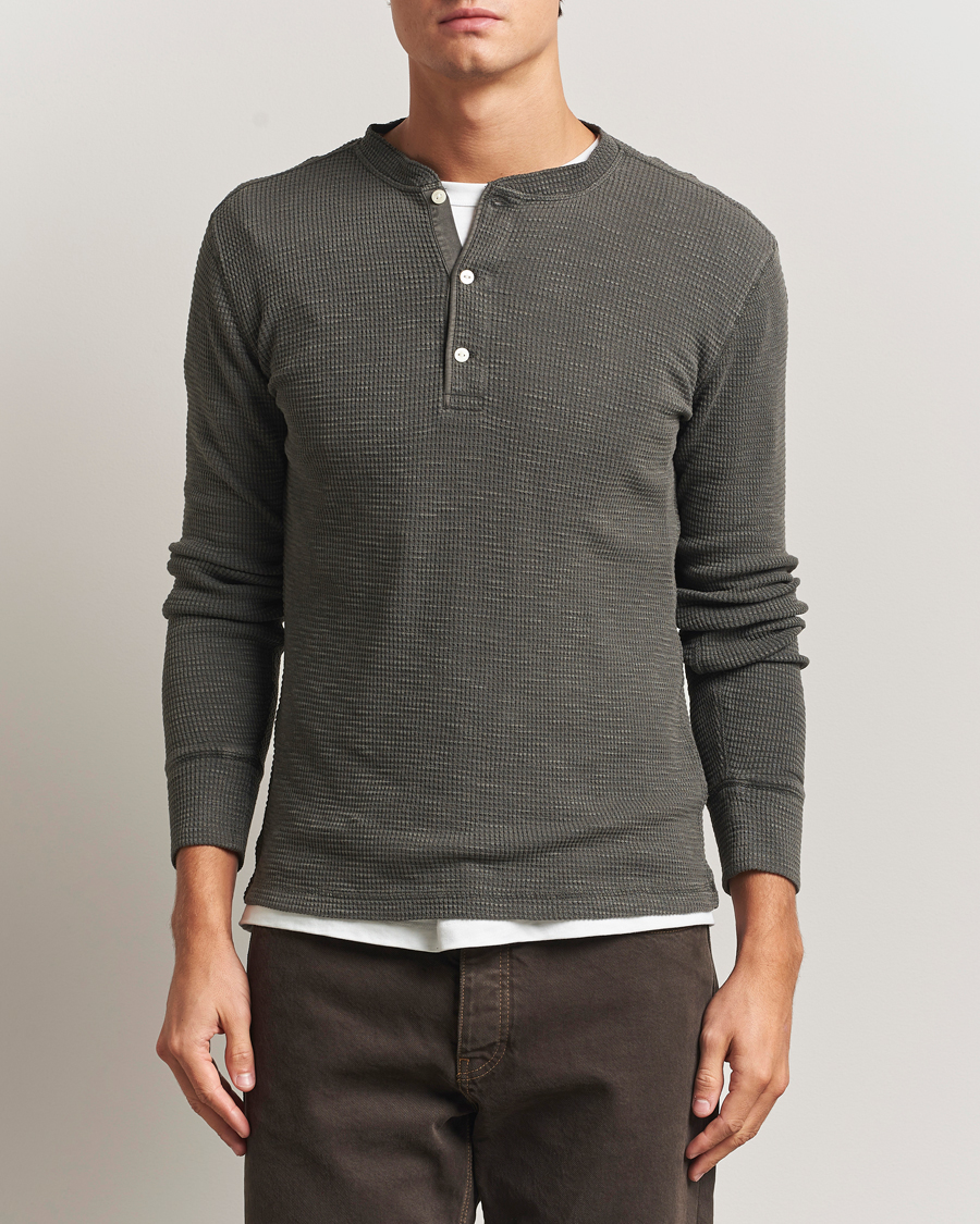 Heren | Truien | RRL | Long Sleeve Henley Faded Black