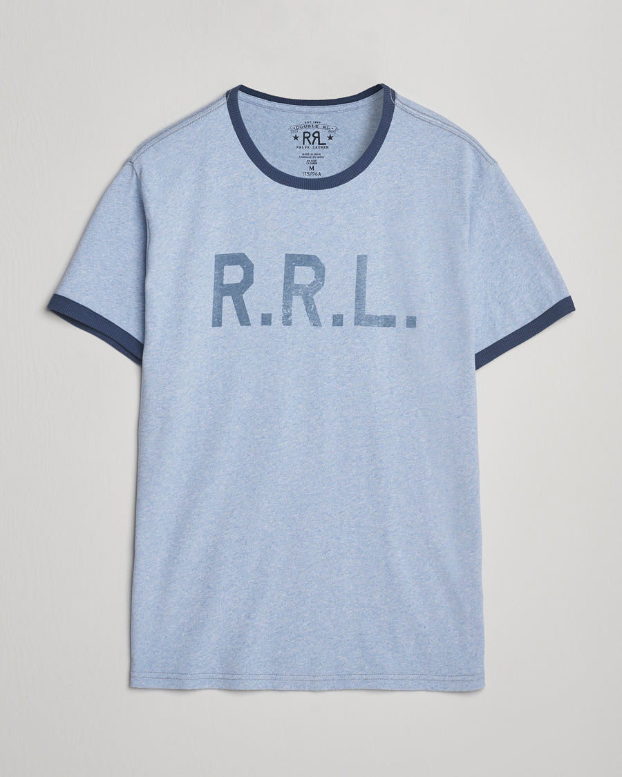 Heren | T-shirts | RRL | Stencil Ringer T-Shirt Light Blue Heather