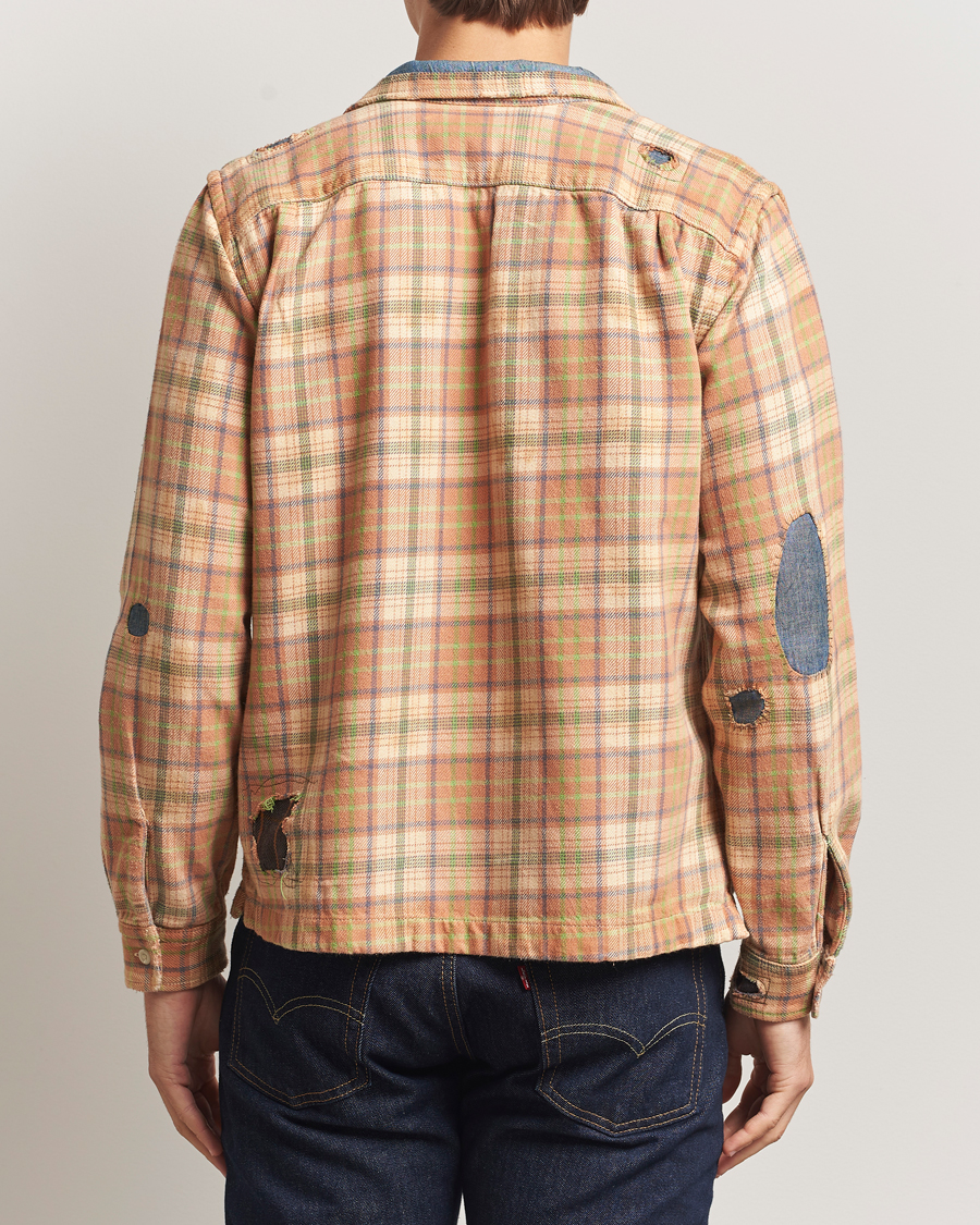 Homme | Chemises | RRL | Carter Repaired Flannel Overshirt Orange/Tan