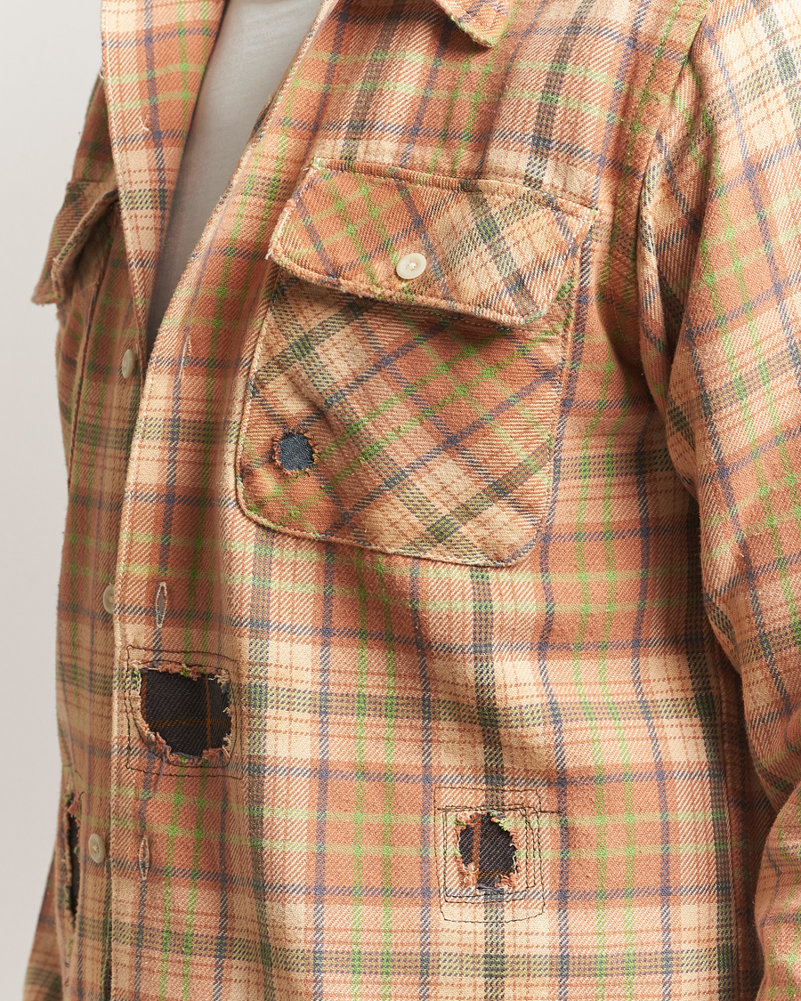 Homme | Chemises | RRL | Carter Repaired Flannel Overshirt Orange/Tan