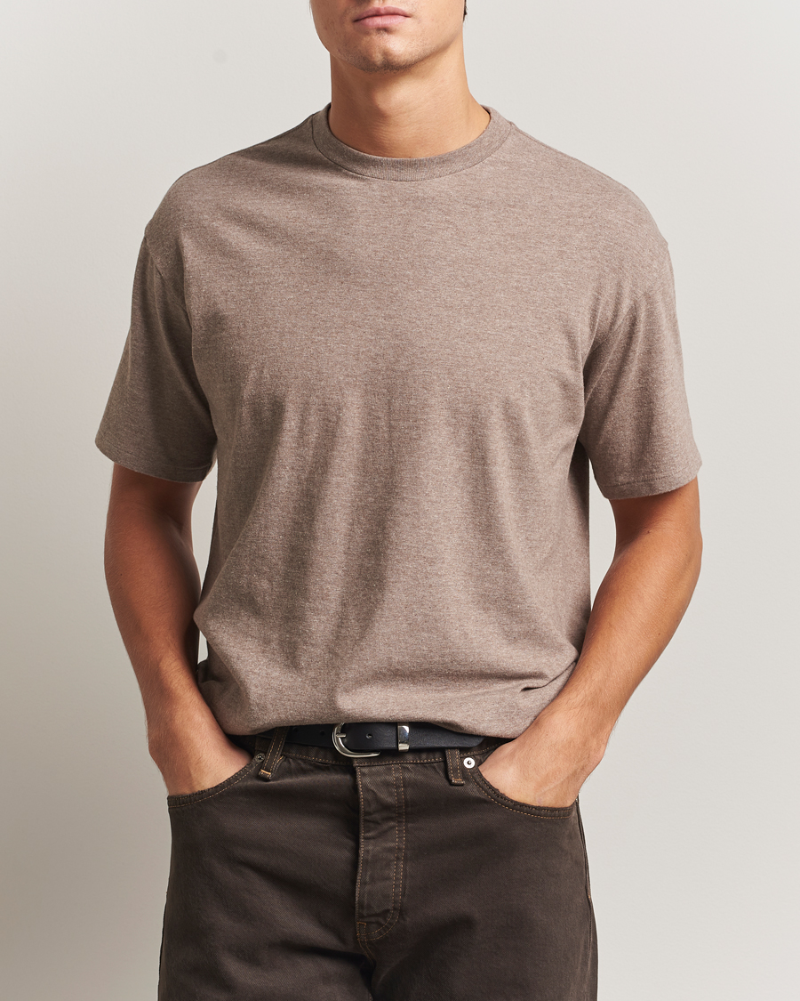 Homme | T-shirts | Auralee | Seamless Crew Neck T-Shirt Top Brown