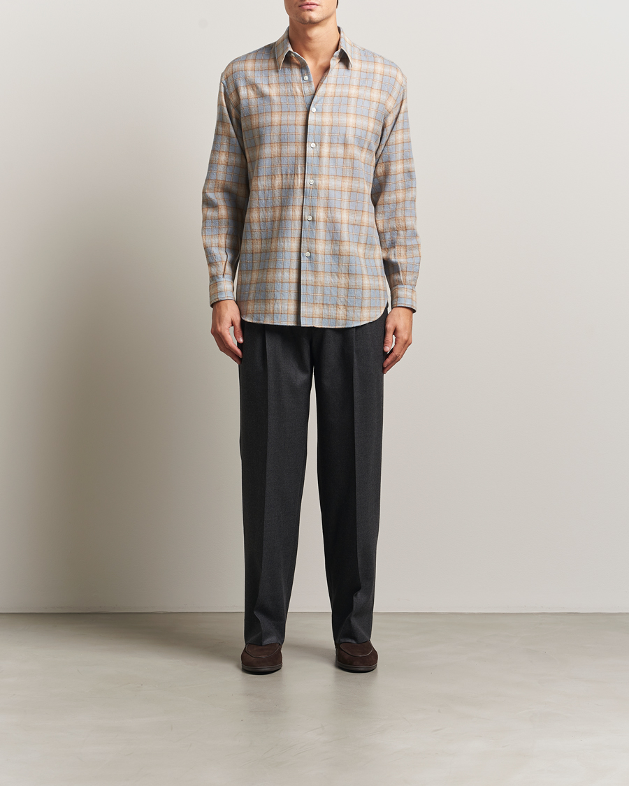 Homme | Chemises | Auralee | Airy Wool Check Shirt Blue/Beige