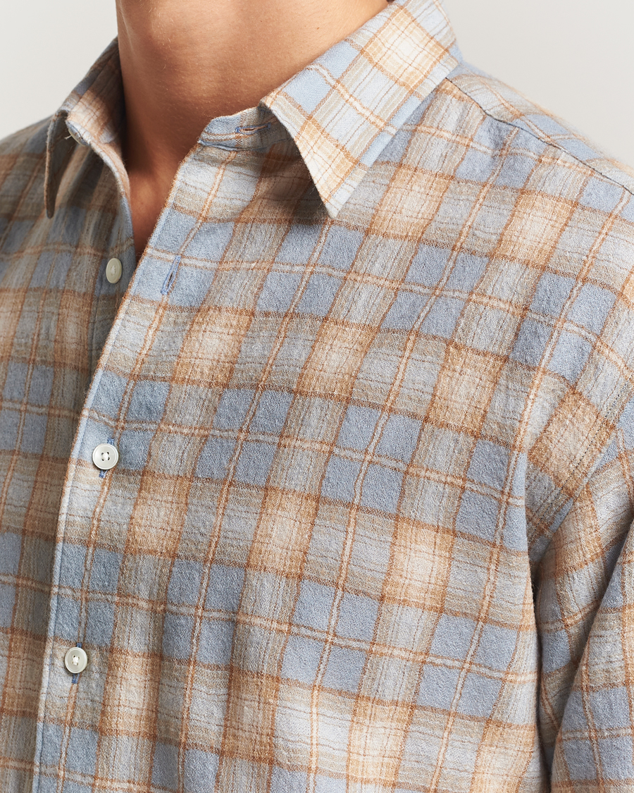 Homme | Chemises | Auralee | Airy Wool Check Shirt Blue/Beige
