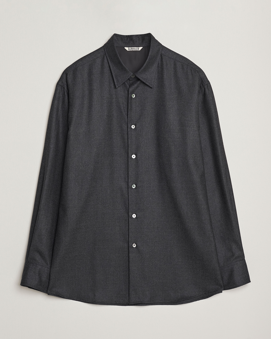 Homme | Chemises | Auralee | Superligt Flannel Shirt Charcoal