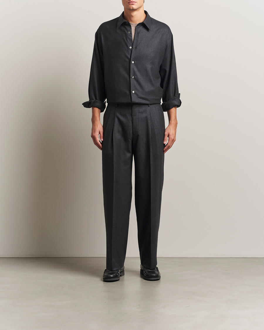 Homme | Chemises | Auralee | Superligt Flannel Shirt Charcoal