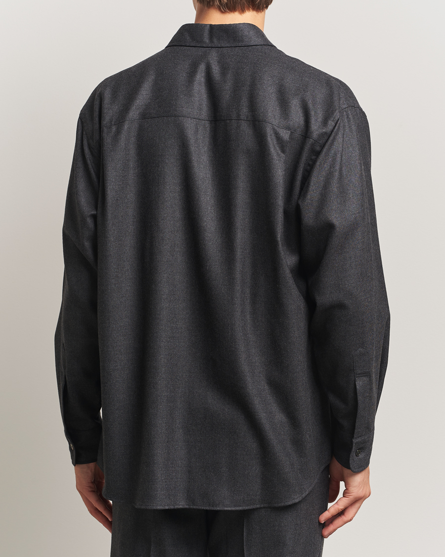 Homme | Chemises | Auralee | Superligt Flannel Shirt Charcoal