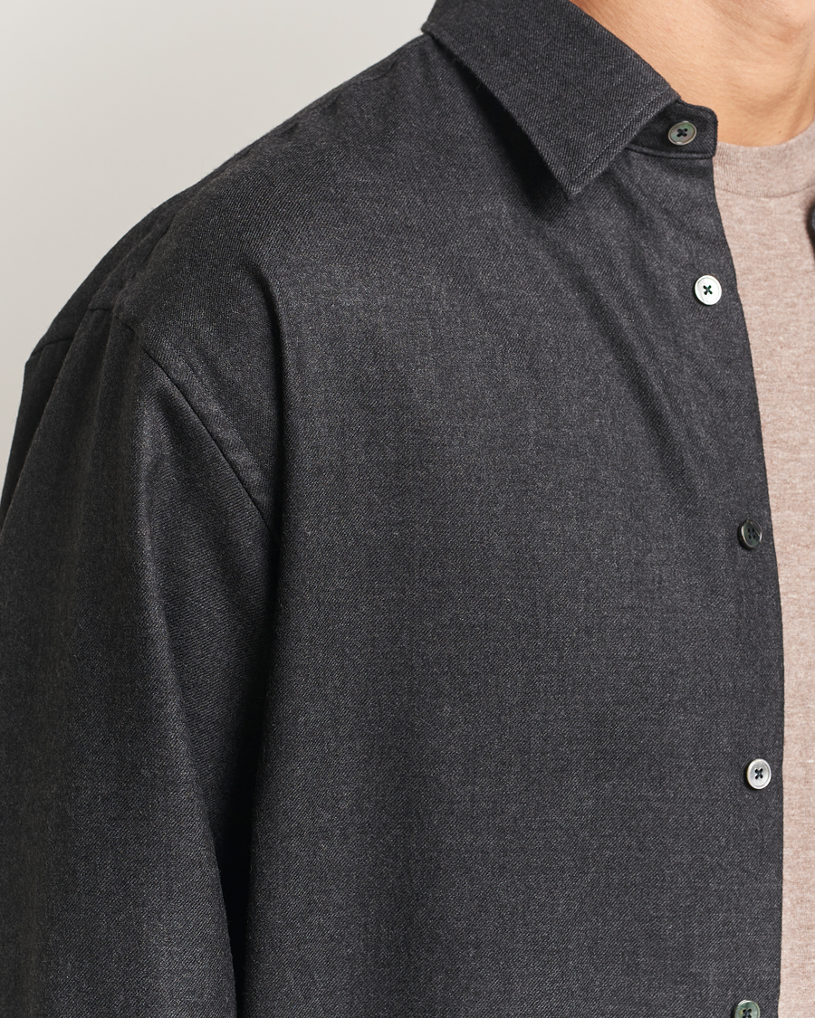 Homme | Chemises | Auralee | Superligt Flannel Shirt Charcoal