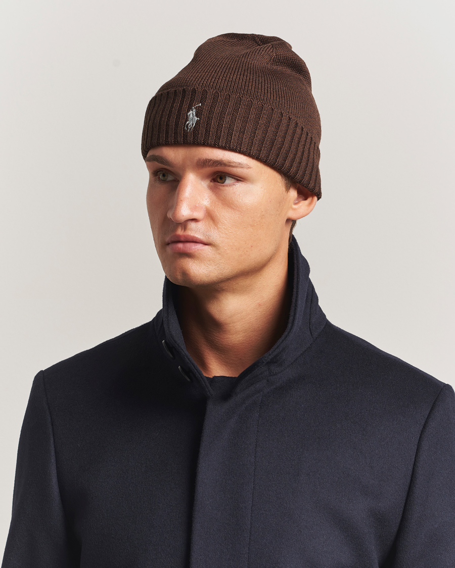 Heren | Mutsen | Polo Ralph Lauren | Merino Beanie Brown Melange