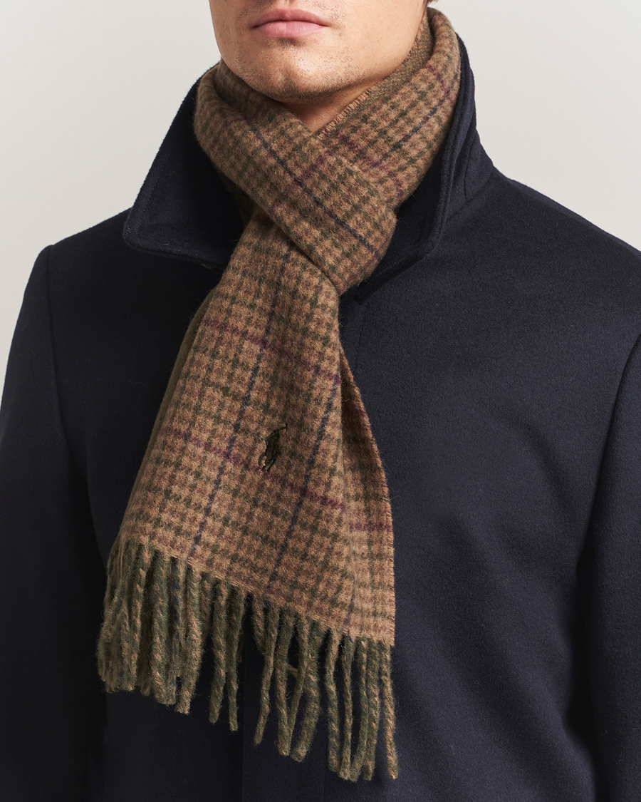 Heren | Sjaals | Polo Ralph Lauren | Wool Blend Scarf Olive Check