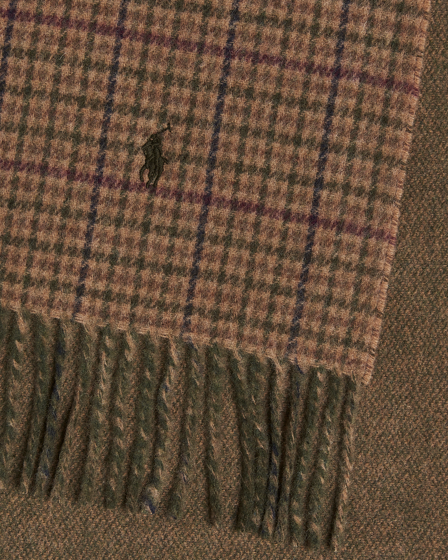 Heren | Sjaals | Polo Ralph Lauren | Wool Blend Scarf Olive Check