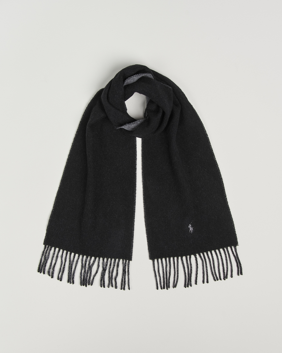 Homme | Polo Ralph Lauren Reversible Wool Scarf Polo Black/Grey | Polo Ralph Lauren | Reversible Wool Scarf Polo Black/Grey