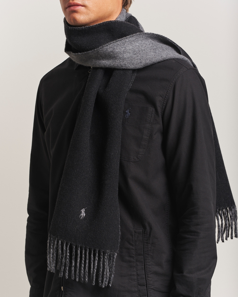 Heren | Sjaals | Polo Ralph Lauren | Reversible Wool Scarf Polo Black/Grey