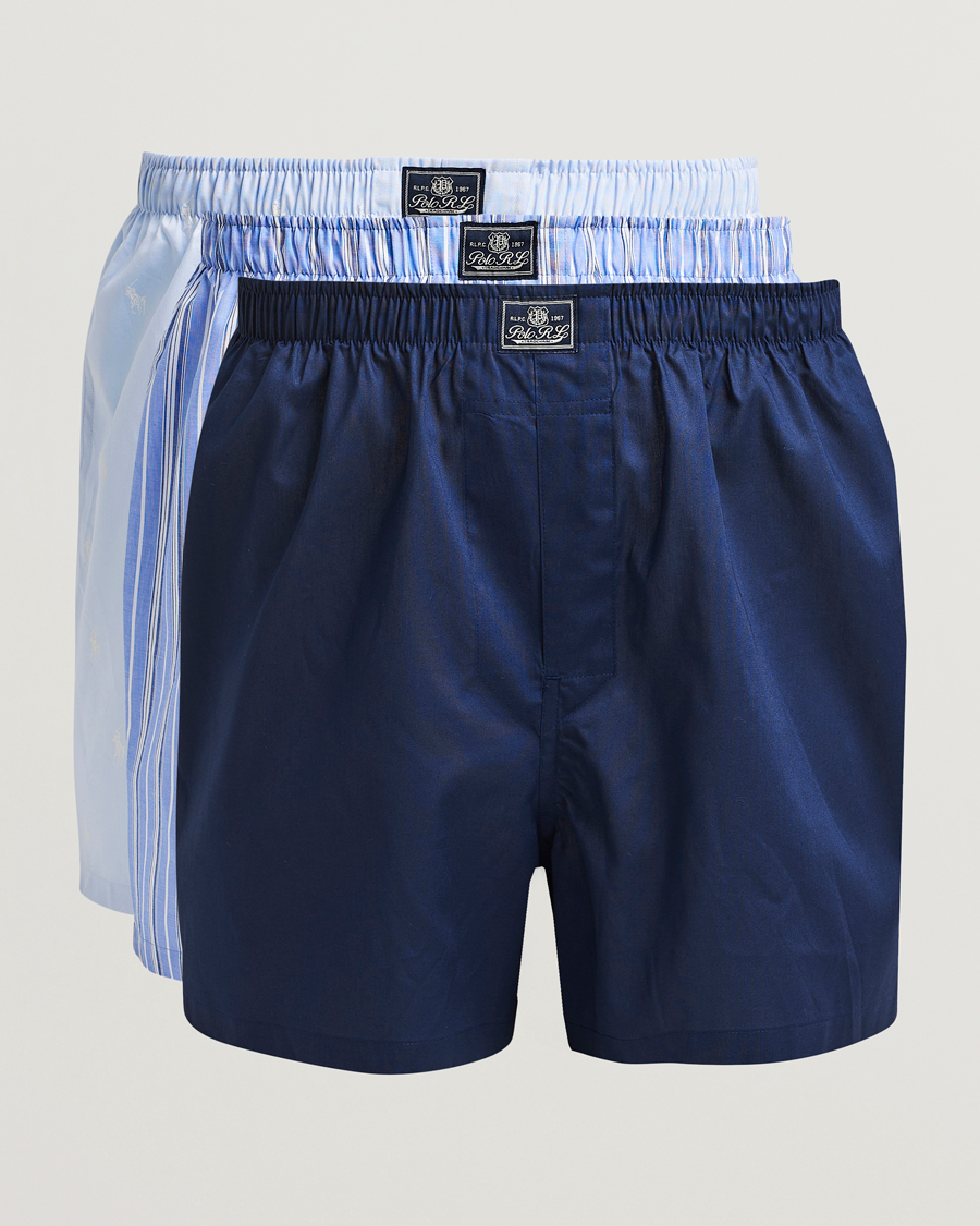 Heren | Ondergoed | Polo Ralph Lauren | 3-Pack Woven Boxer Blue/Navy/Blue Stripe