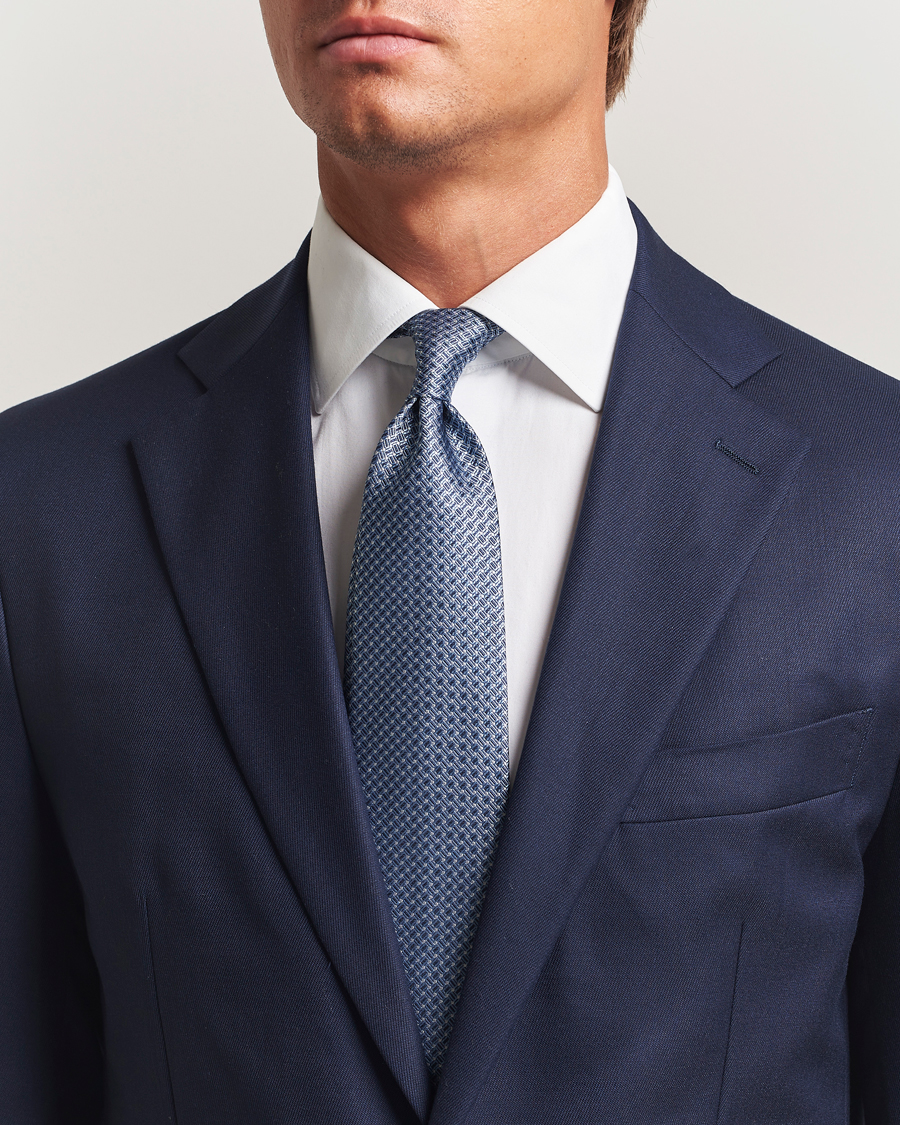 Heren | Stropdassen | Stenströms | Woven Silk Tie 7,5cm Navy