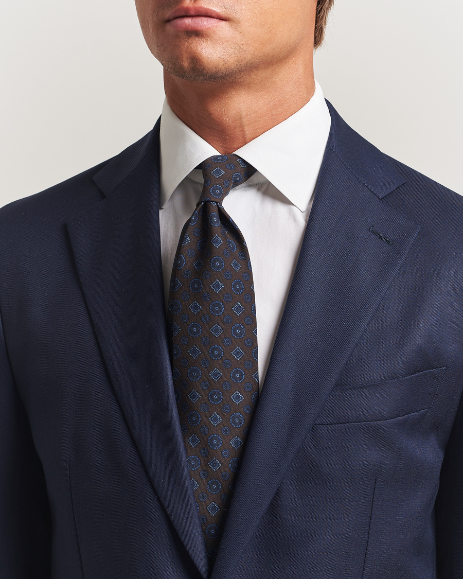 Heren | Stropdassen | Stenströms | Woven Wool Tie 7,5cm Brown