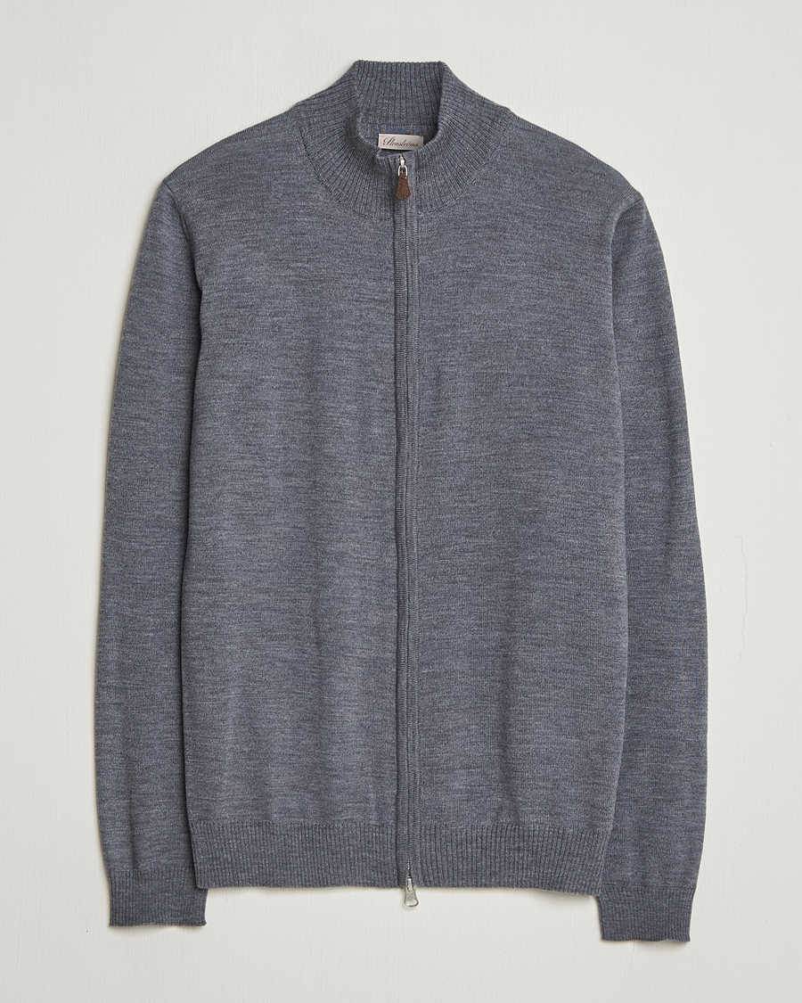 Heren | Truien | Stenströms | Merino Full Zip Grey
