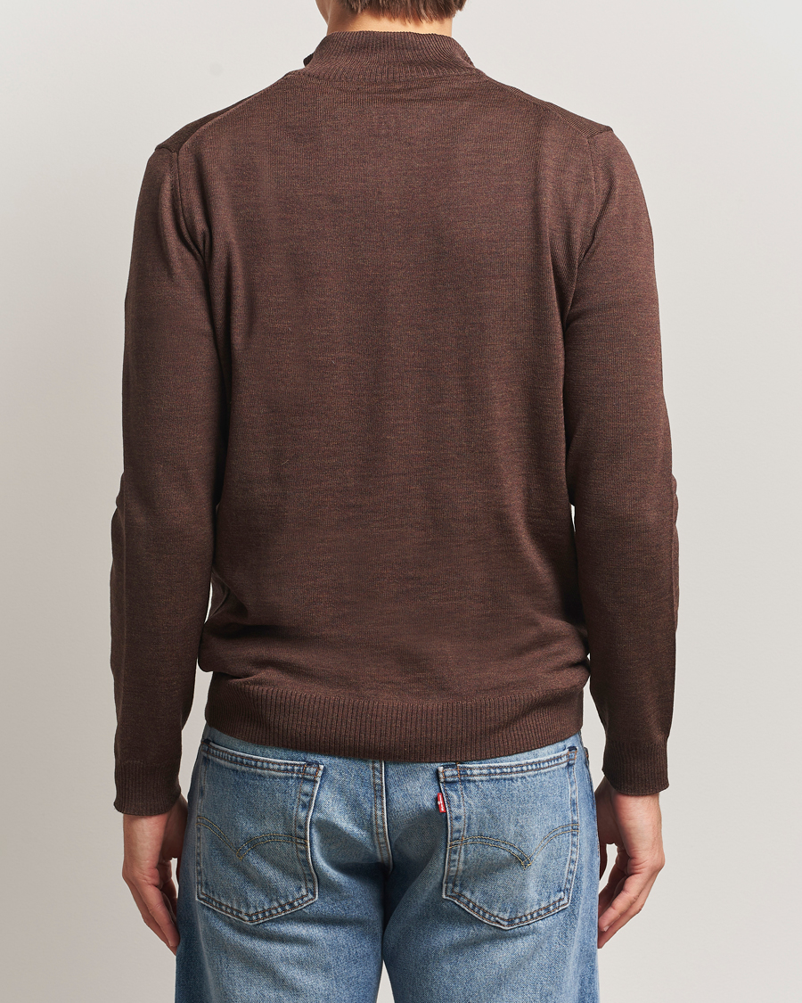 Homme | Pulls Et Tricots | Stenströms | Merino Half-Zip Dark Brown