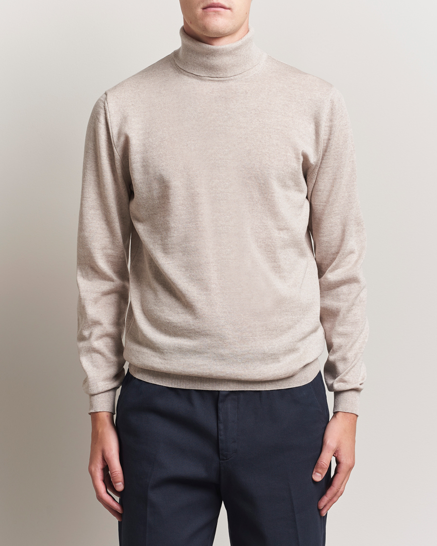 Heren | Truien | Stenströms | Merino Rollneck Beige