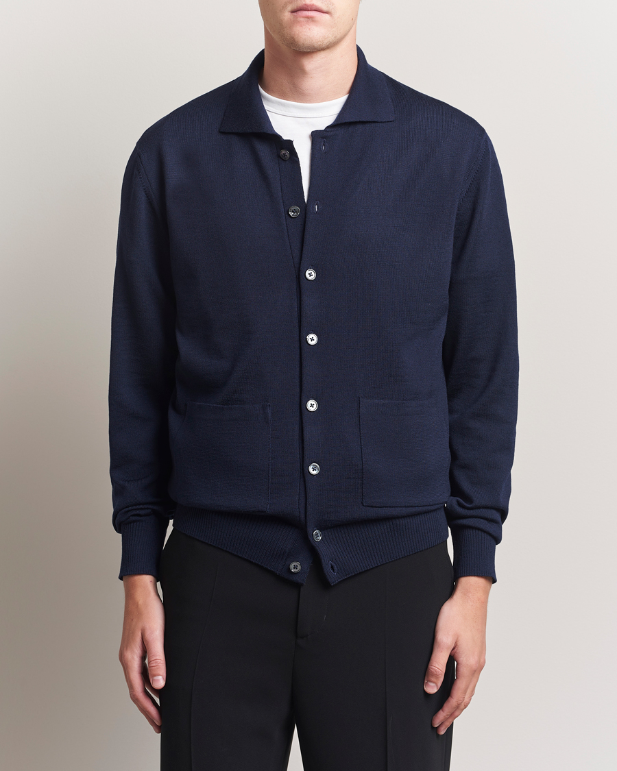 Homme | Pulls Et Tricots | Stenströms | Merino Pocket Cardigan Navy
