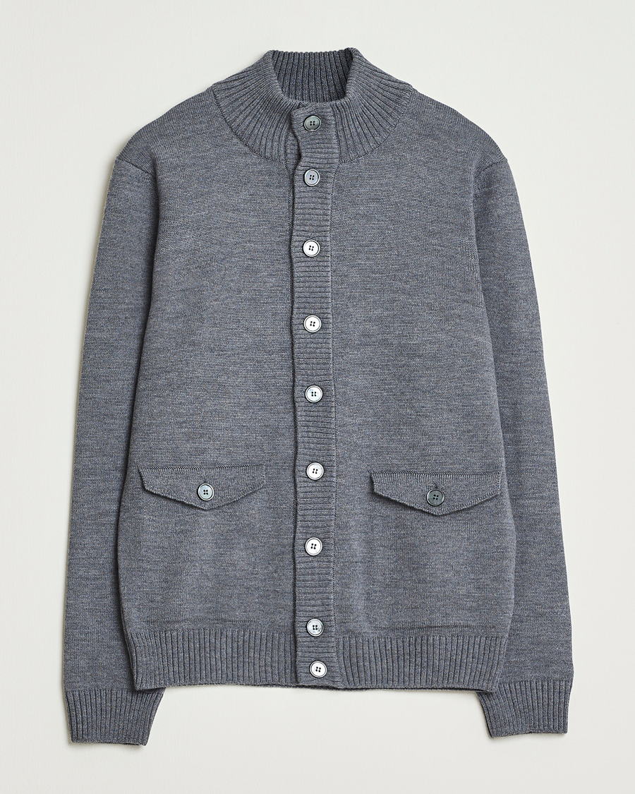 Homme | Pulls Et Tricots | Stenströms | Chunky Knitted Merino Cardigan Grey