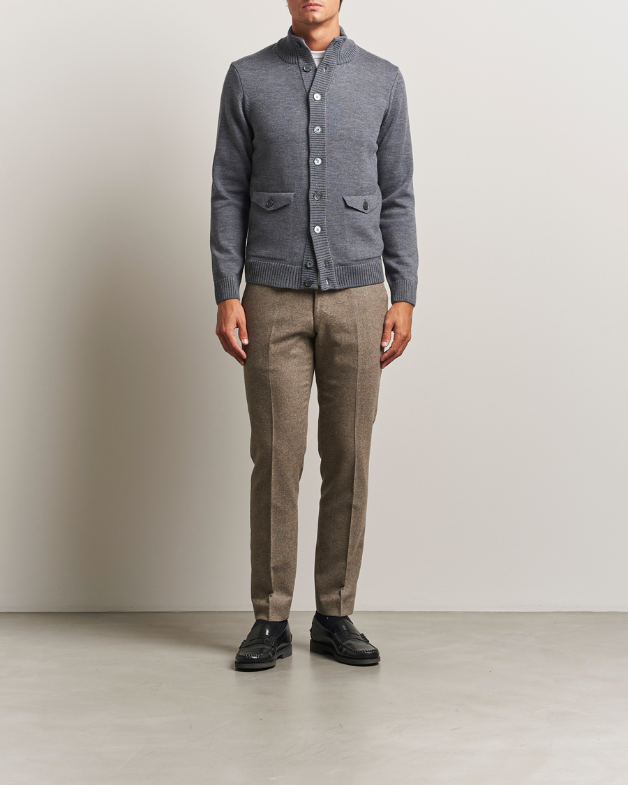 Homme | Pulls Et Tricots | Stenströms | Chunky Knitted Merino Cardigan Grey