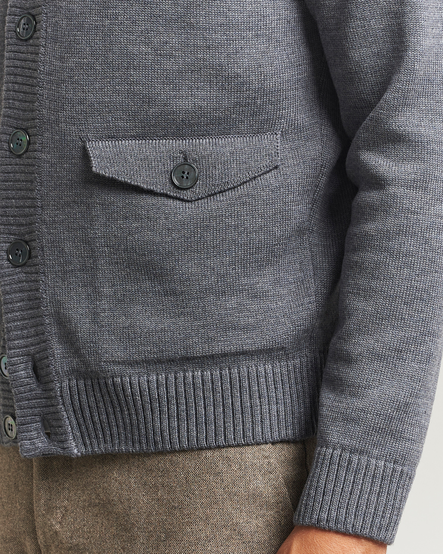 Homme | Pulls Et Tricots | Stenströms | Chunky Knitted Merino Cardigan Grey