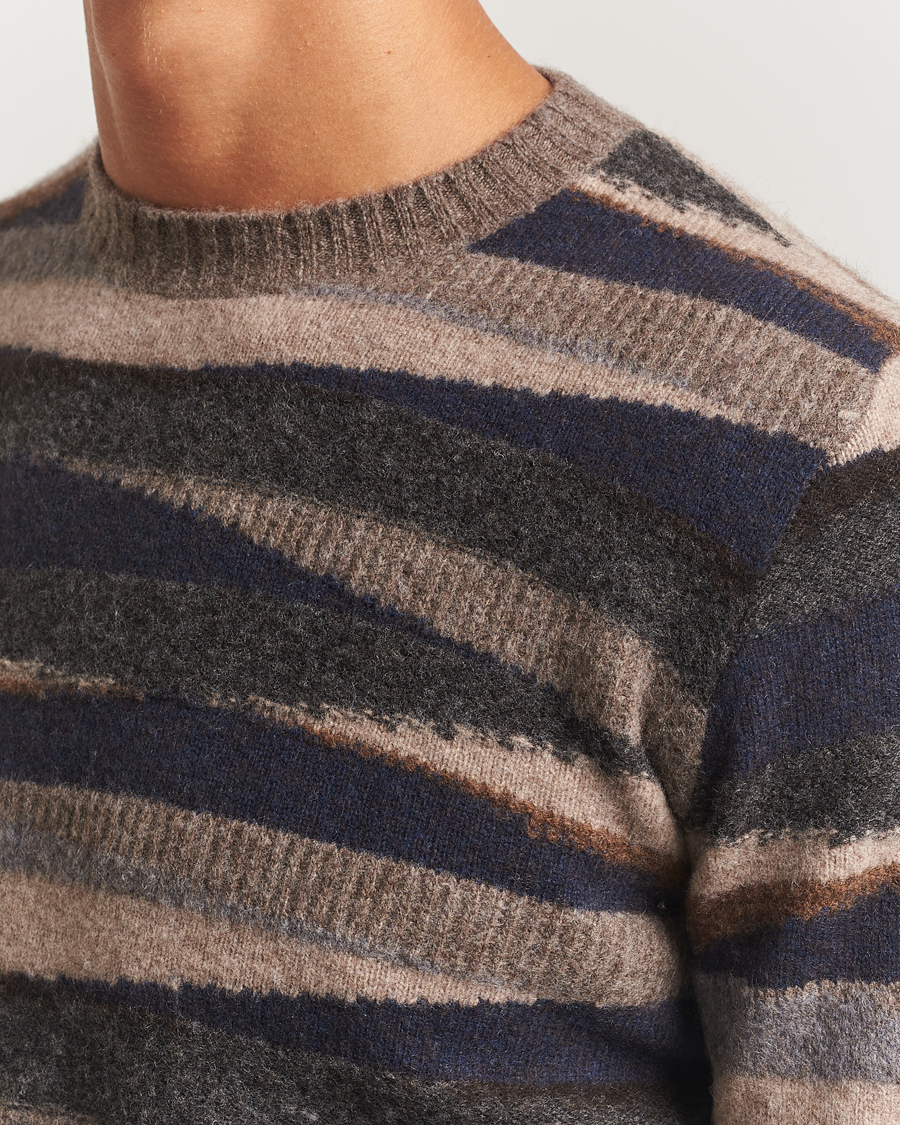 Heren | Truien | Stenströms | Knitted Yak/Merino Pattern Crew Neck Multi