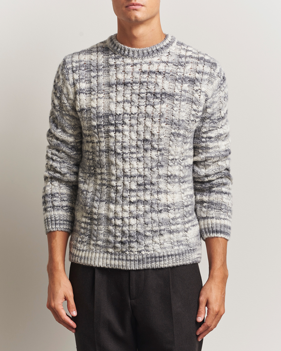 Homme | Pulls Et Tricots | Stenströms | Alpacka Cable Knitted Crew Neck Grey