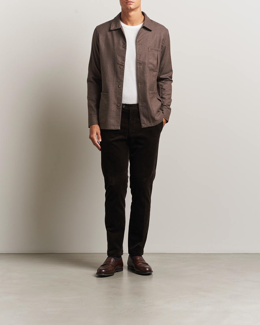 Heren | Overhemden | Stenströms | Wool Overshirt Brown