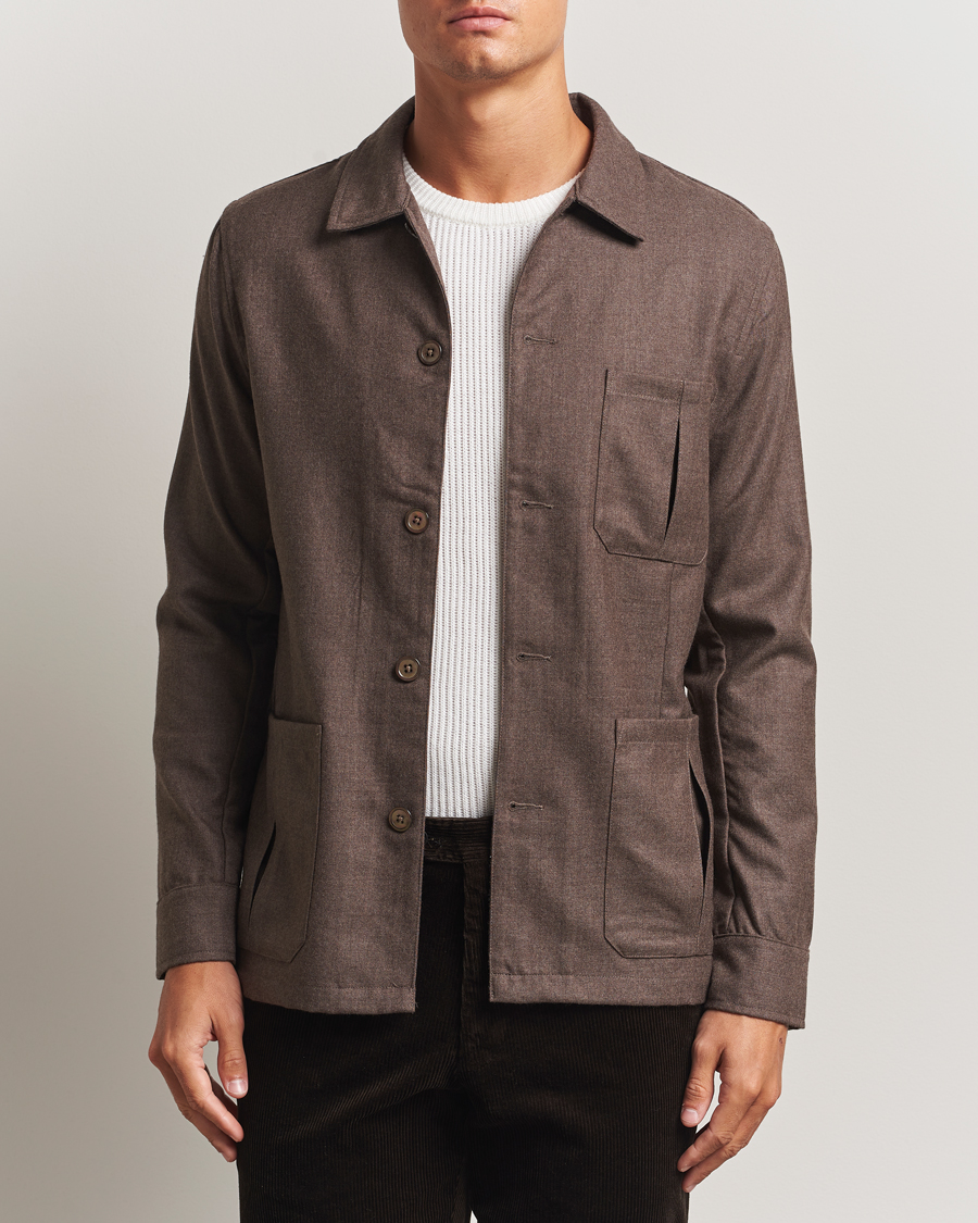 Heren | Overhemden | Stenströms | Wool Overshirt Brown