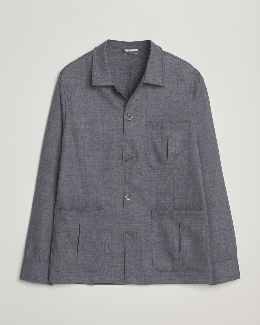 Homme | Chemises | Stenströms | Wool Overshirt Grey