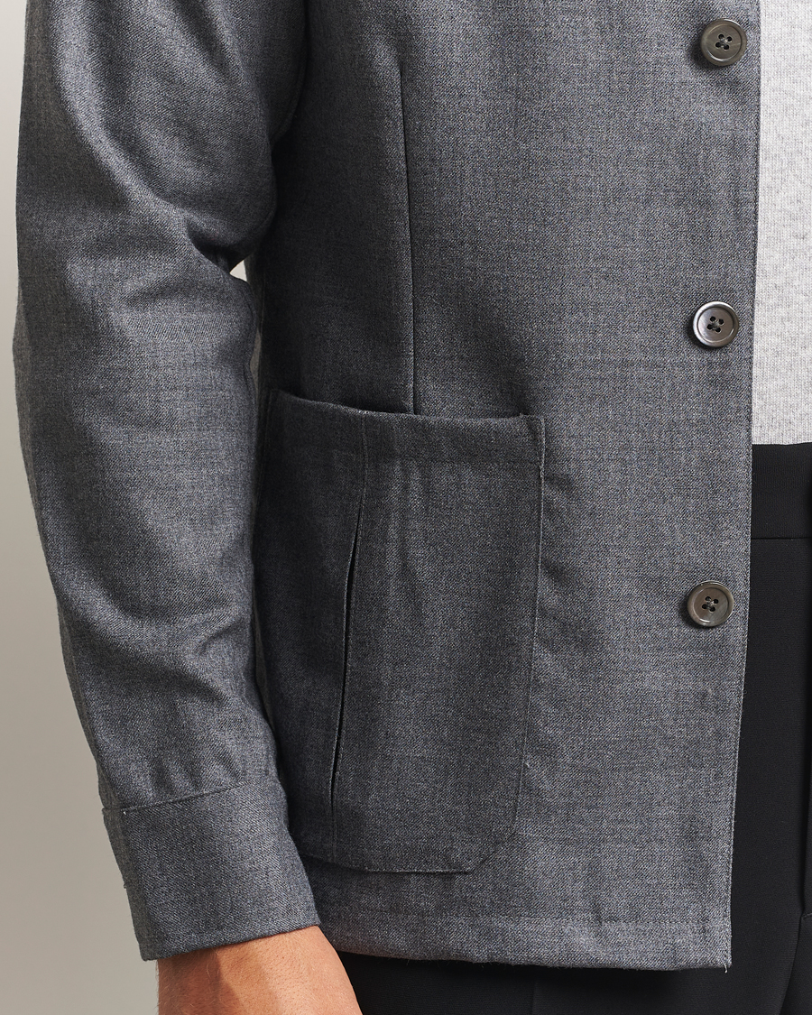 Homme | Chemises | Stenströms | Wool Overshirt Grey