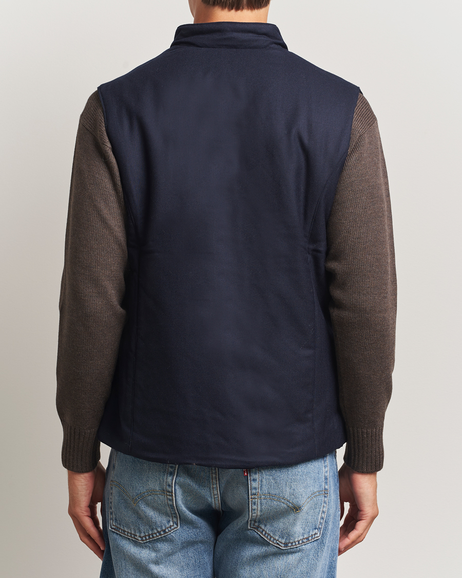 Heren | Jassen | Stenströms | Wool Alcantara Detail Light Padded Vest Navy
