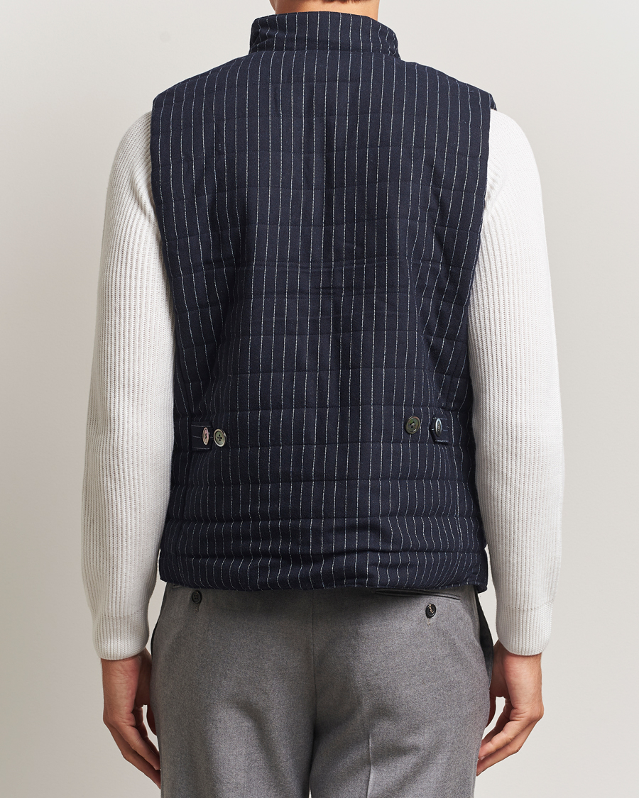 Homme | Gilets | Stenströms | Wool Pinstripe Padded Vest Blue