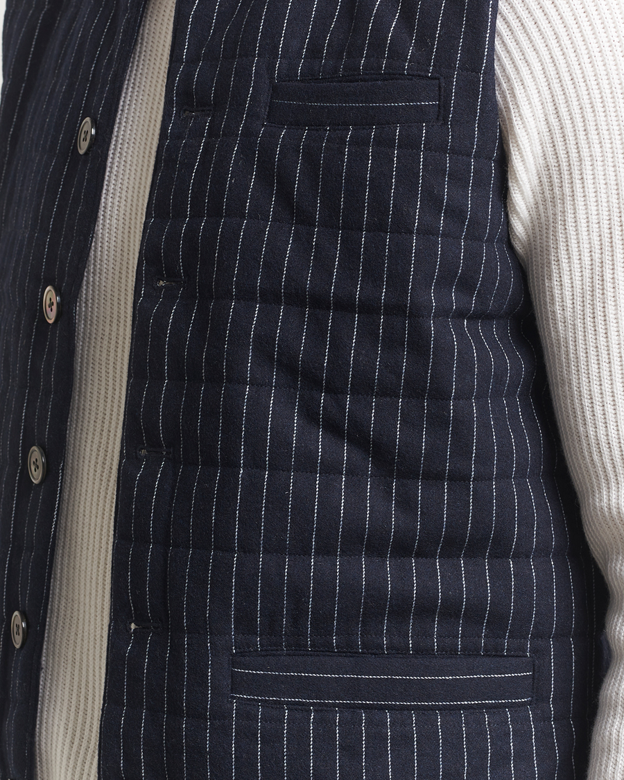 Homme | Gilets | Stenströms | Wool Pinstripe Padded Vest Blue