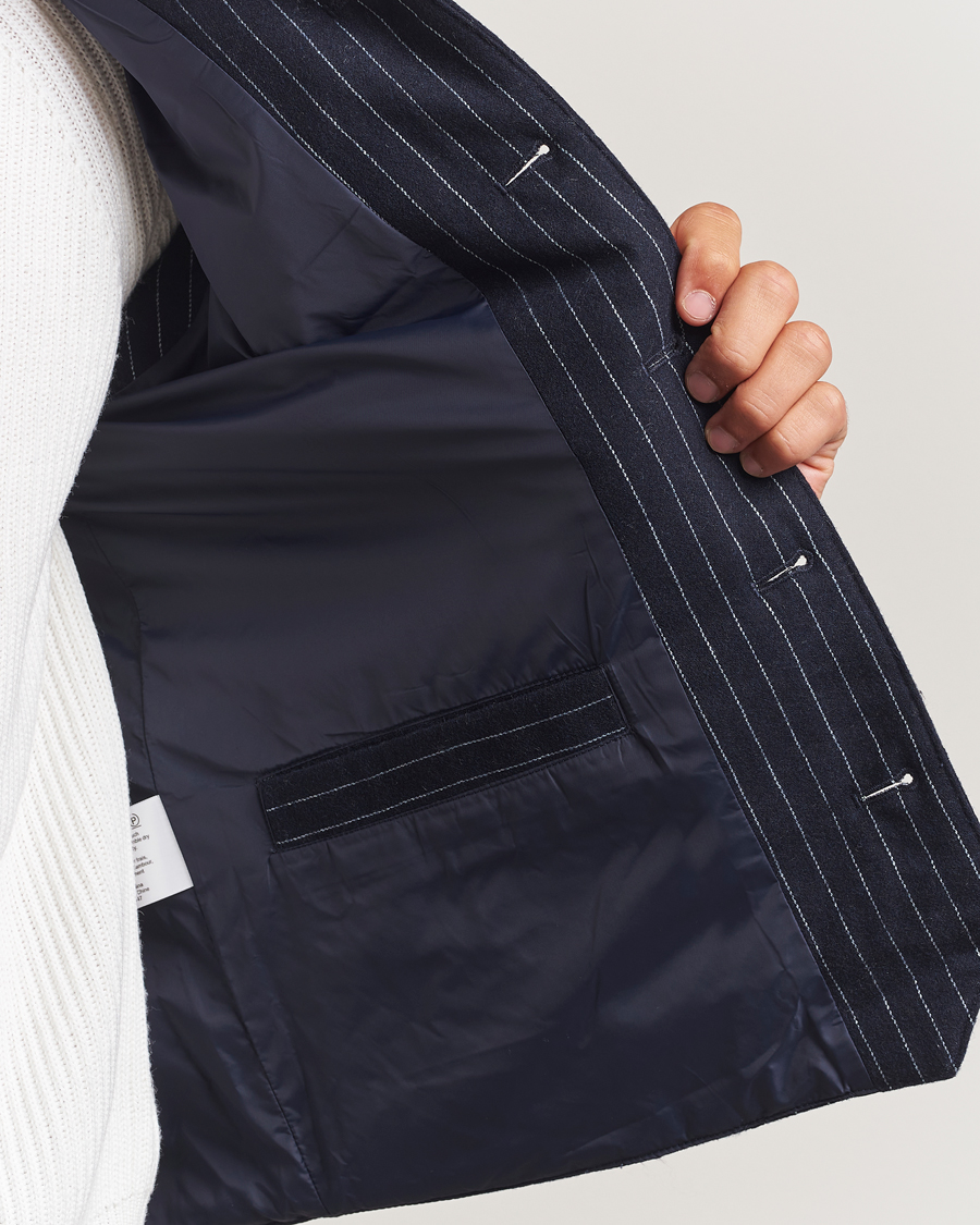 Homme | Gilets | Stenströms | Wool Pinstripe Padded Vest Blue