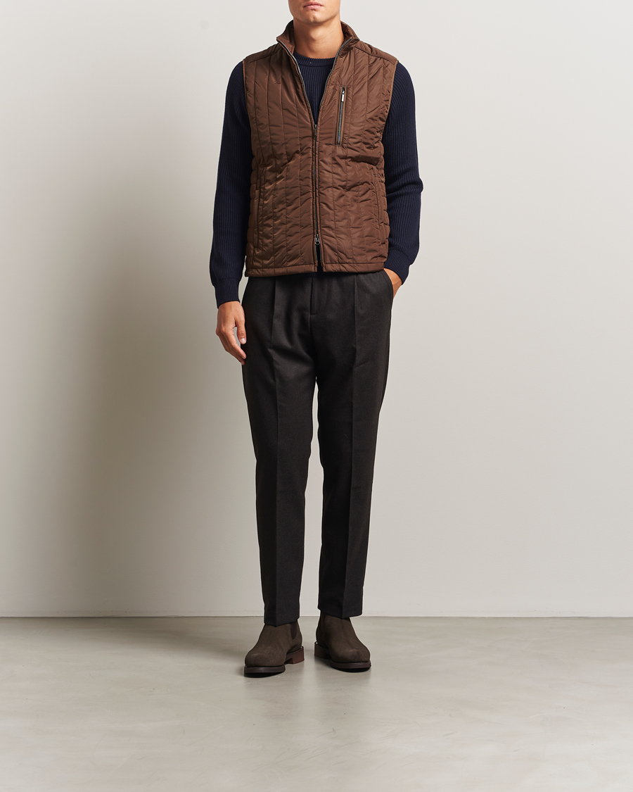 Homme | Gilets | Stenströms | Nylon Quilted Light Padded Vest Brown
