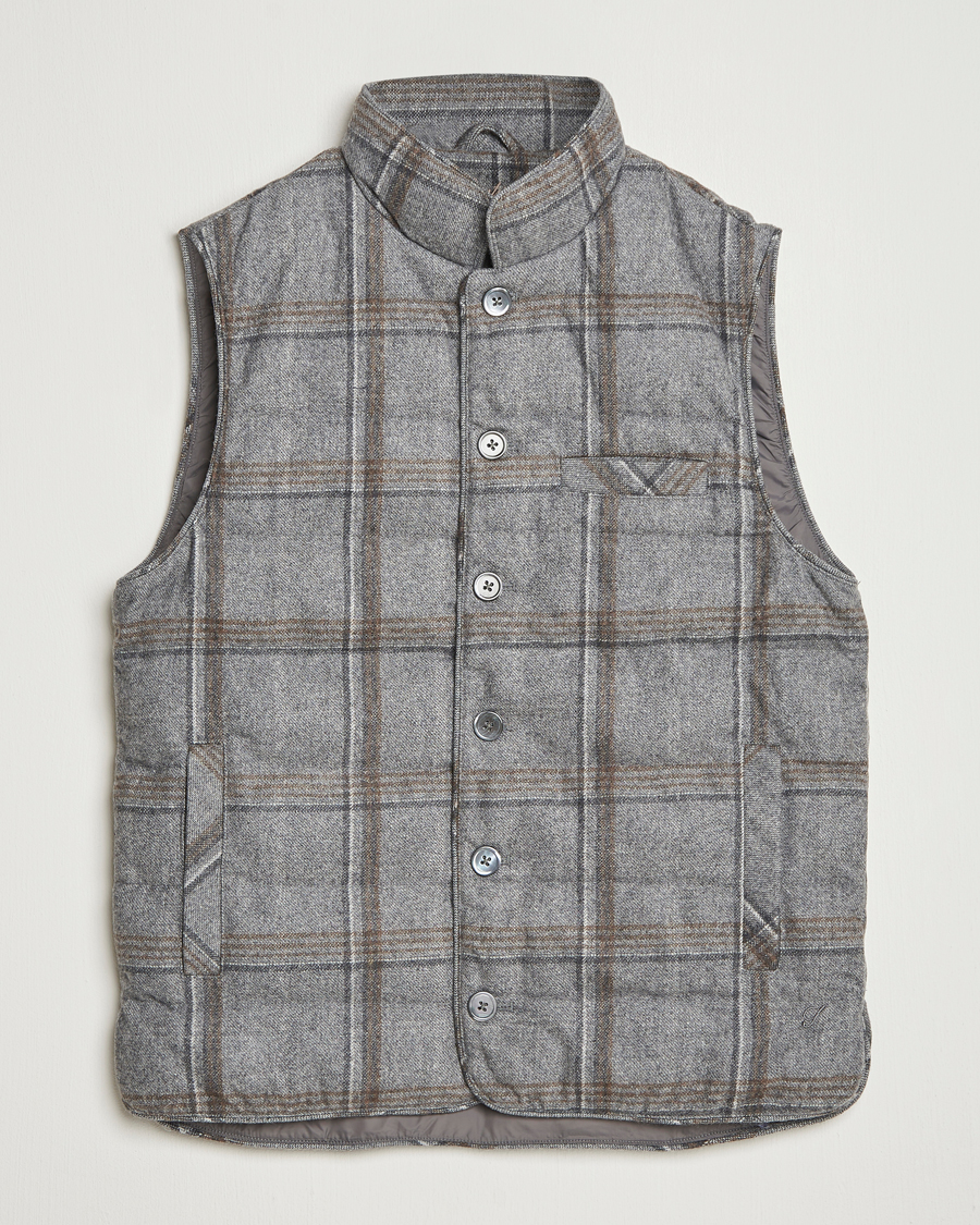 Homme | Manteaux Et Vestes | Stenströms | Check Wool Padded Vest Grey