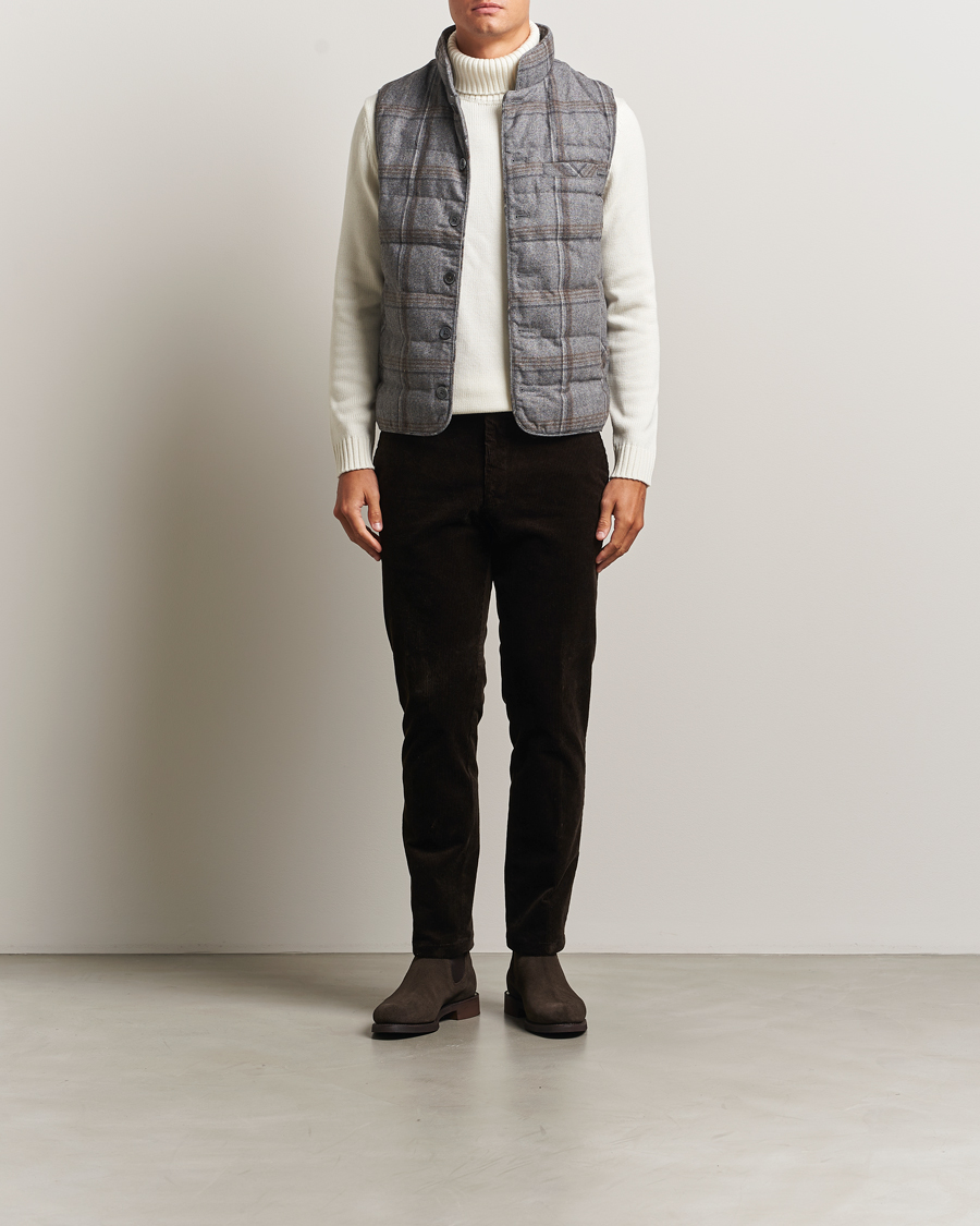 Homme | Manteaux Et Vestes | Stenströms | Check Wool Padded Vest Grey