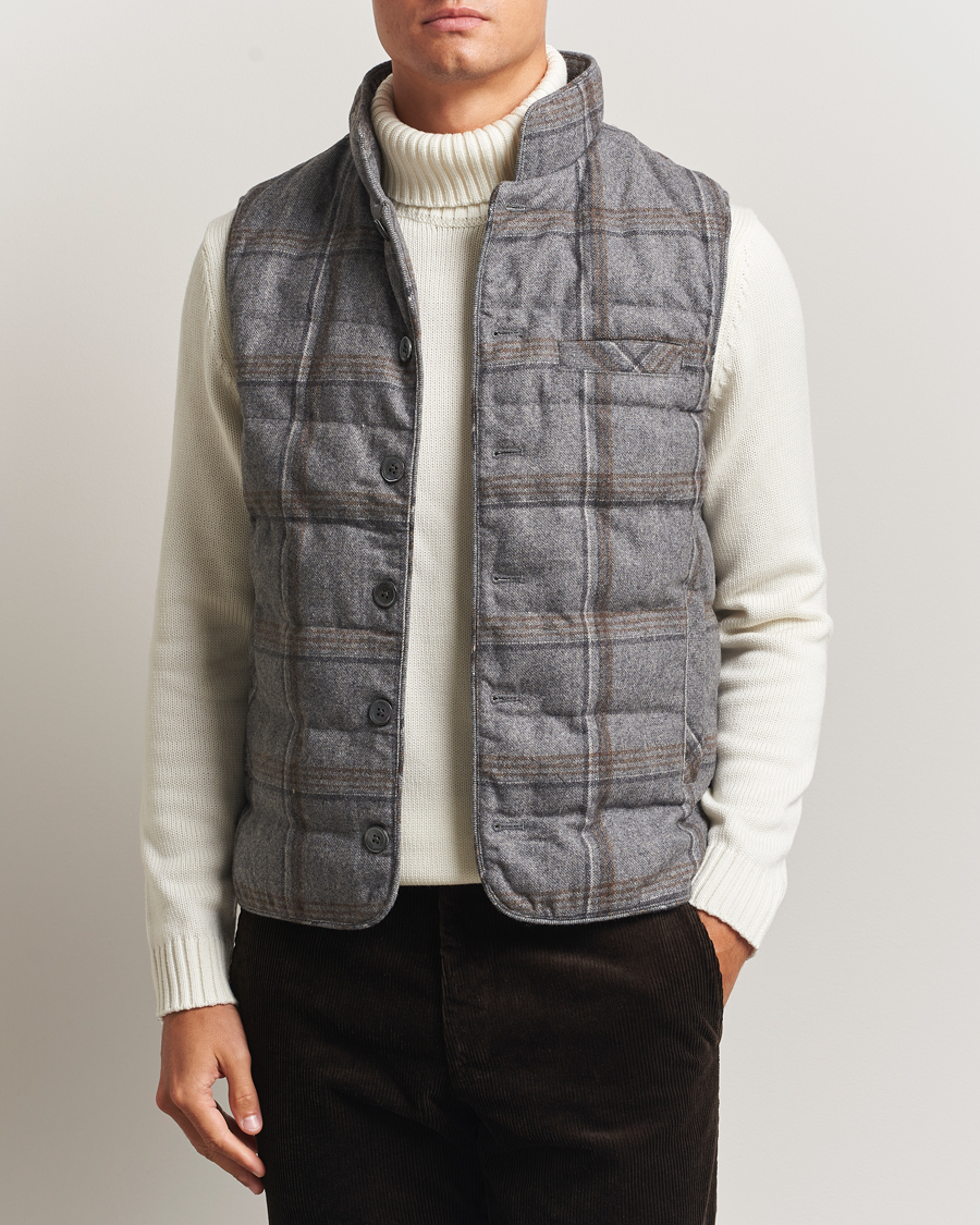 Homme | Manteaux Et Vestes | Stenströms | Check Wool Padded Vest Grey