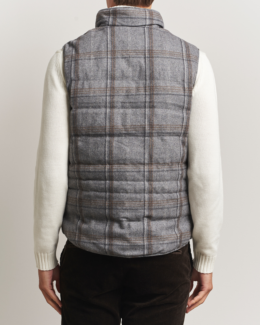 Homme | Manteaux Et Vestes | Stenströms | Check Wool Padded Vest Grey