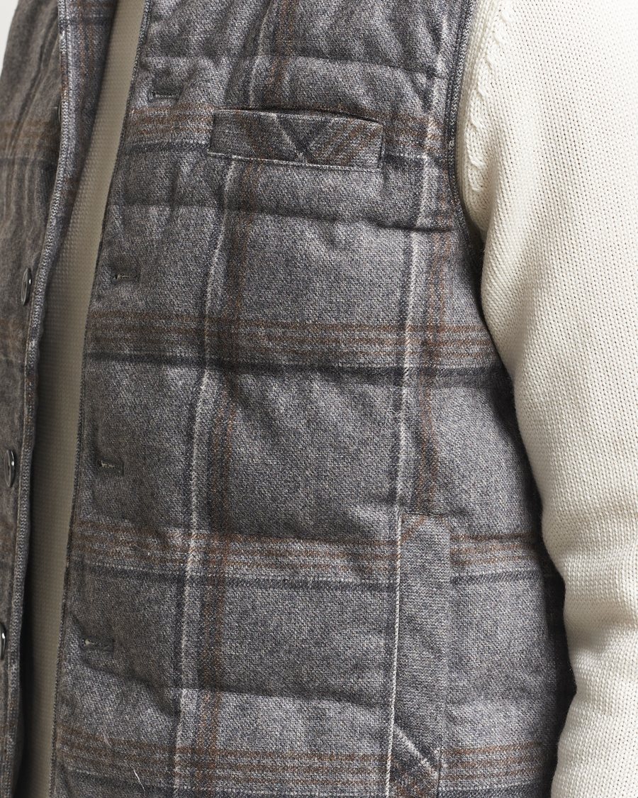 Homme | Manteaux Et Vestes | Stenströms | Check Wool Padded Vest Grey