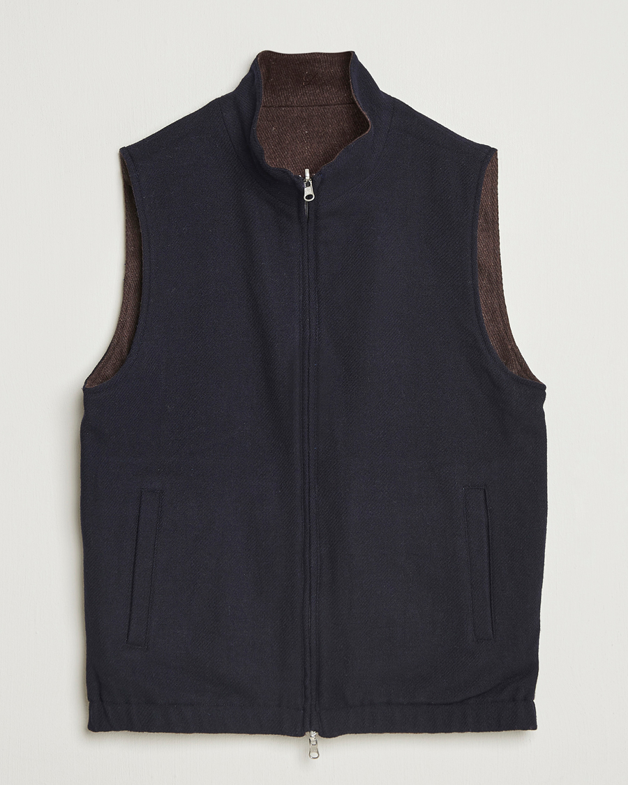 Homme | Manteaux Et Vestes | Stenströms | Reversible Wool Vest Navy
