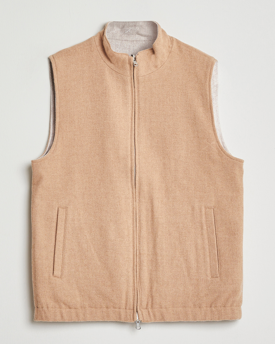 Heren | Gilets | Stenströms | Reversible Wool Vest Beige