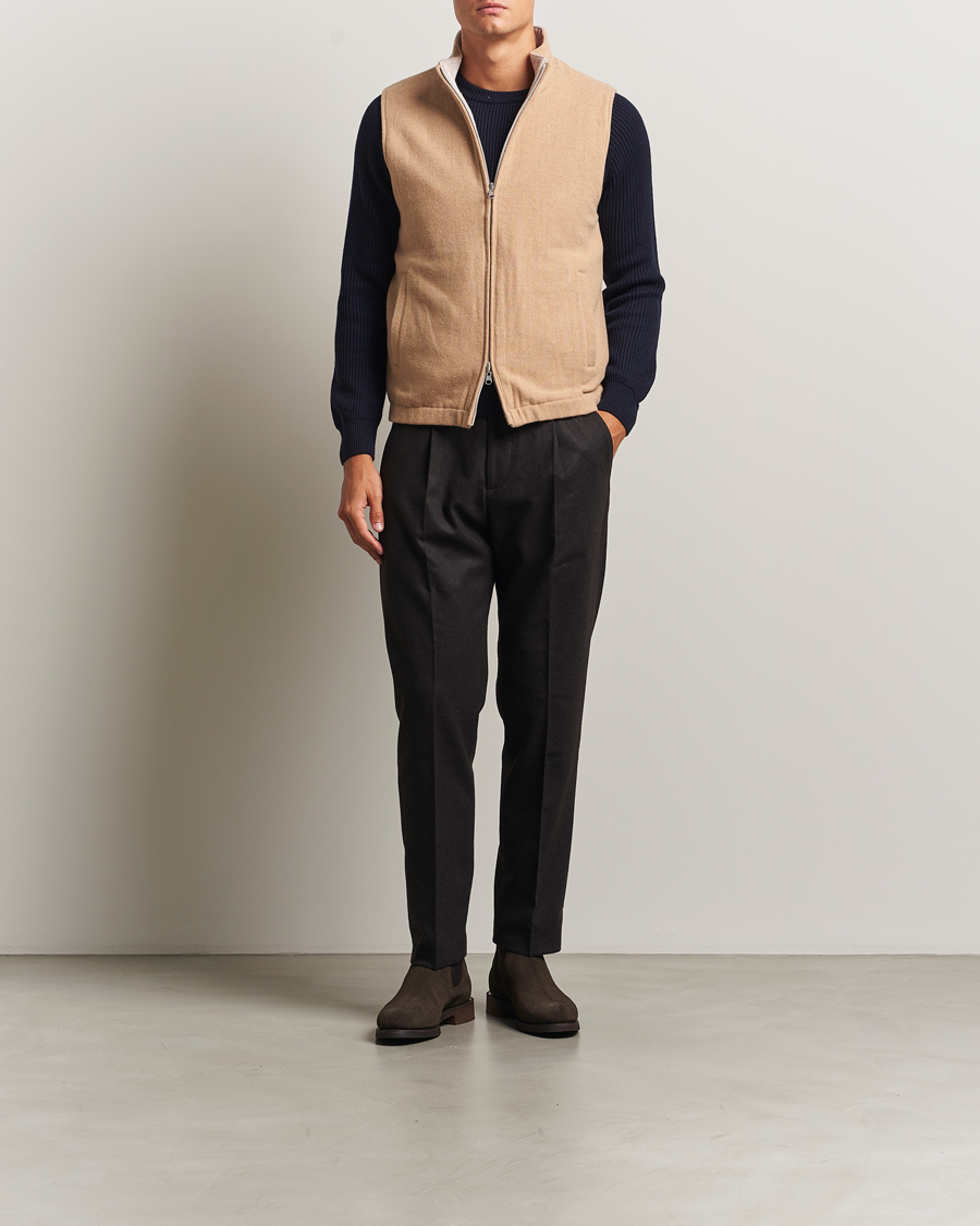 Heren | Gilets | Stenströms | Reversible Wool Vest Beige