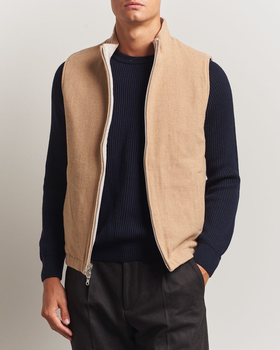 Homme | Gilets | Stenströms | Reversible Wool Vest Beige