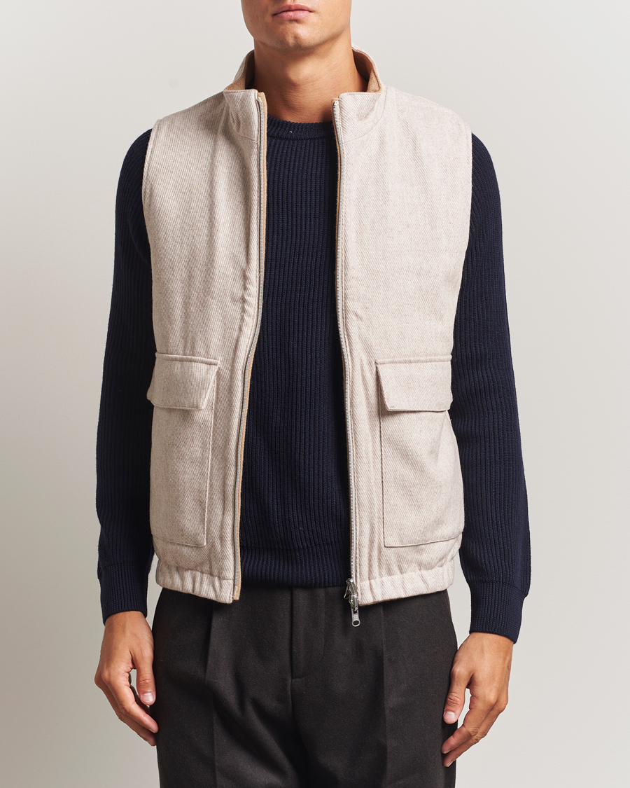 Homme | Gilets | Stenströms | Reversible Wool Vest Beige