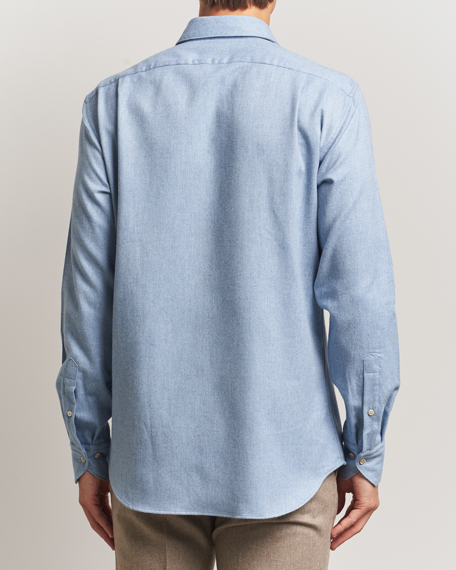 Homme | Chemises | Stenströms | Regular Fit Cut Away Flannel Shirt Light Blue